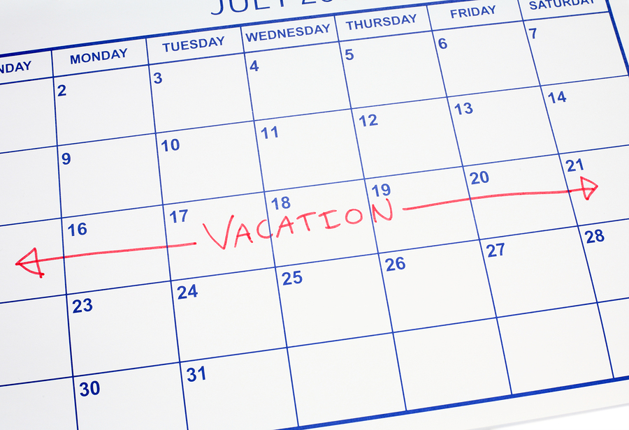 vacation time on calendar