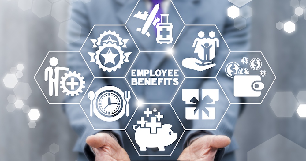 Employee Benefits Career Concept. Business Bonus Work Perks.